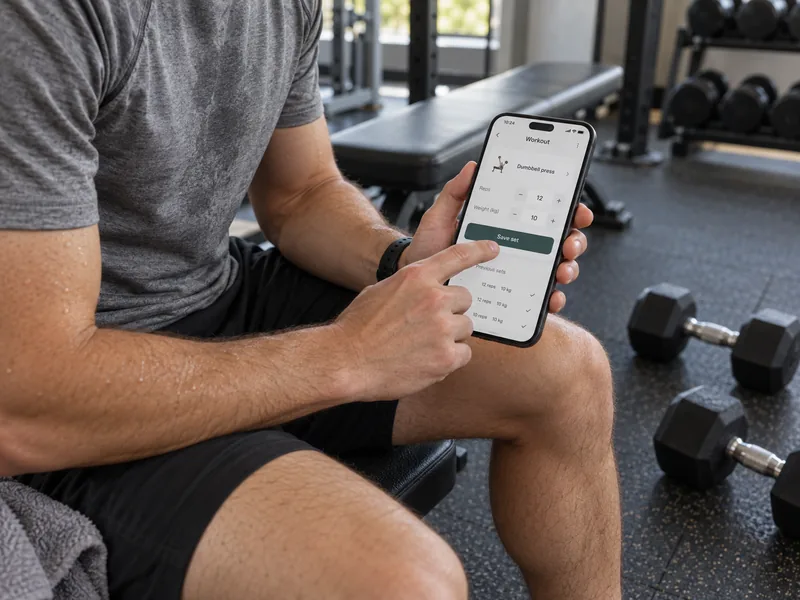Logging a set on a phone between sets